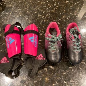 Great condition cleats and shin guards